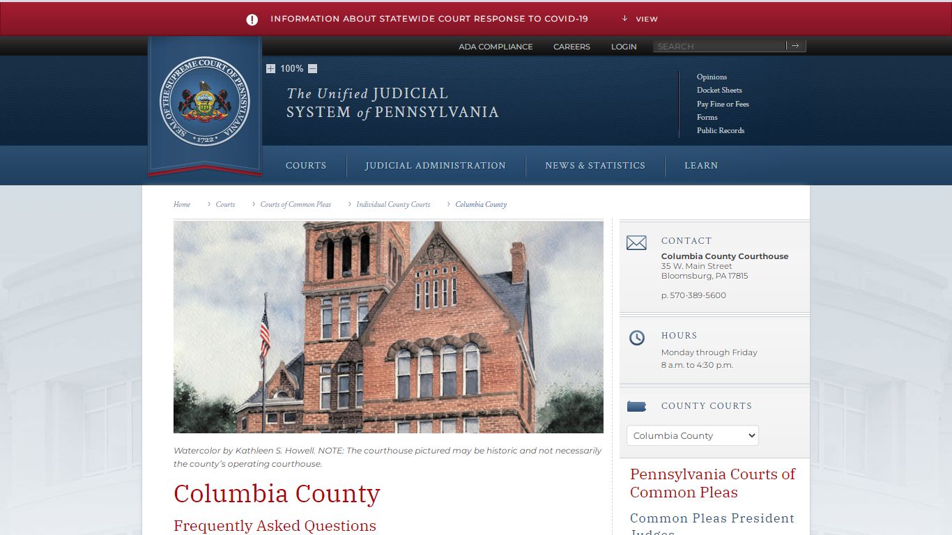 Columbia County | Individual County Courts | Courts of Common Pleas ...