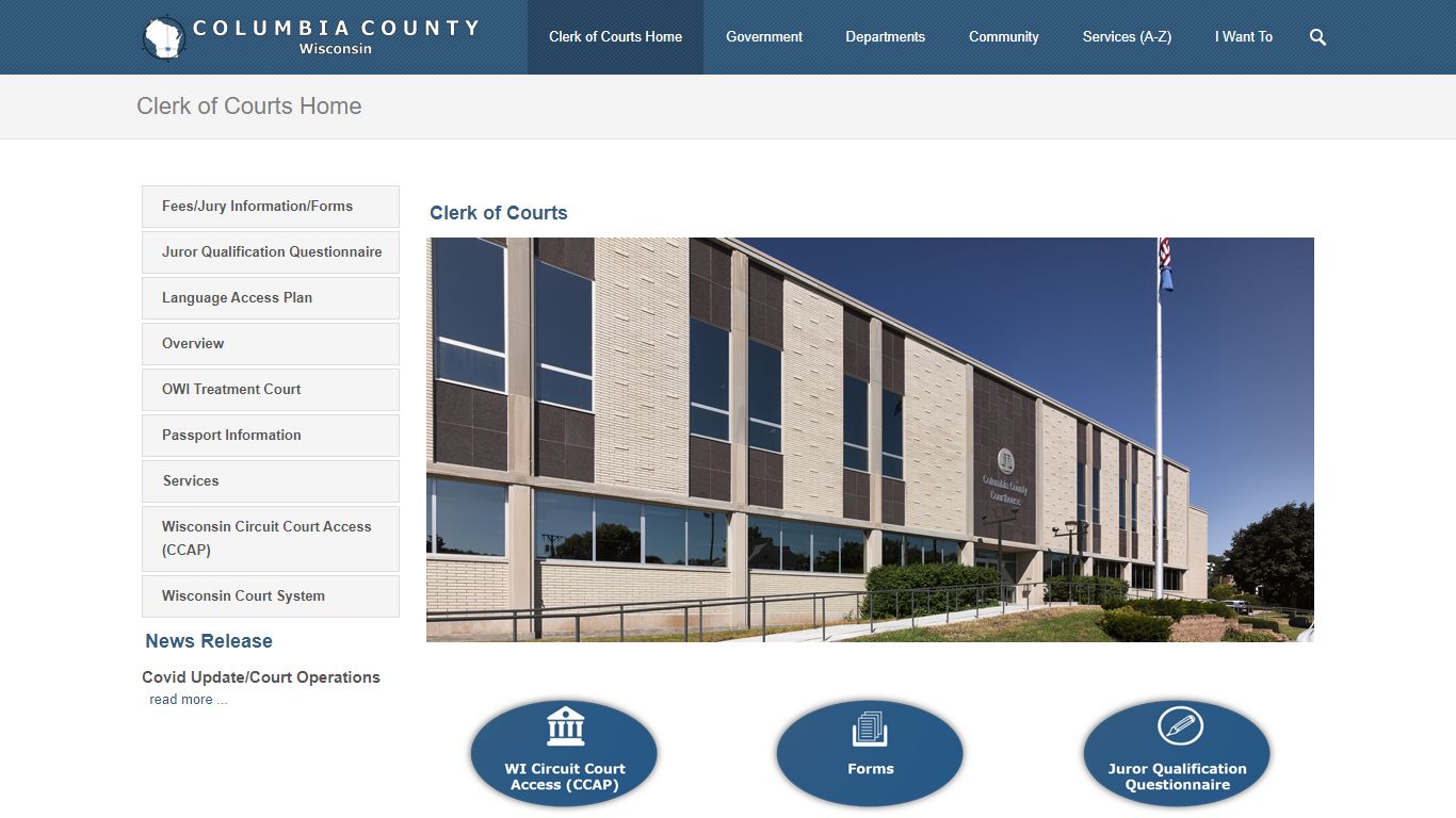 Columbia County Clerk of Courts Home Page